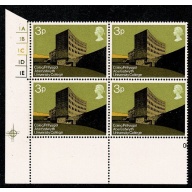 1971 Universities 3p Cyl. 1A 1B 1C 1D 1E no dot block of 4. SG 890