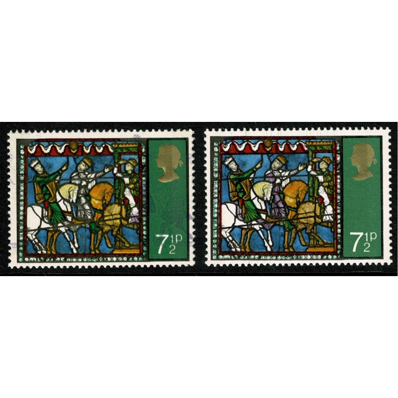 1971 Christmas 7½p. SHIFT OF LILAC. SG 896 var