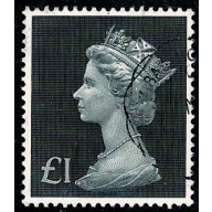 1972 £1 bluish black (redrawn value) SG 831b. Fine used single