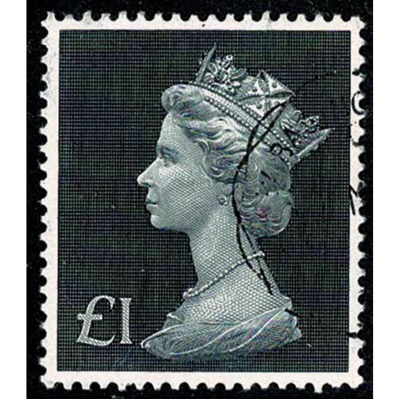 1972 £1 bluish black (redrawn value) SG 831b. Fine used single