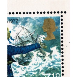 1972 General Anniversaries 7½p. EMBOSSING SHIFT. Traffic light block. SG 902 var