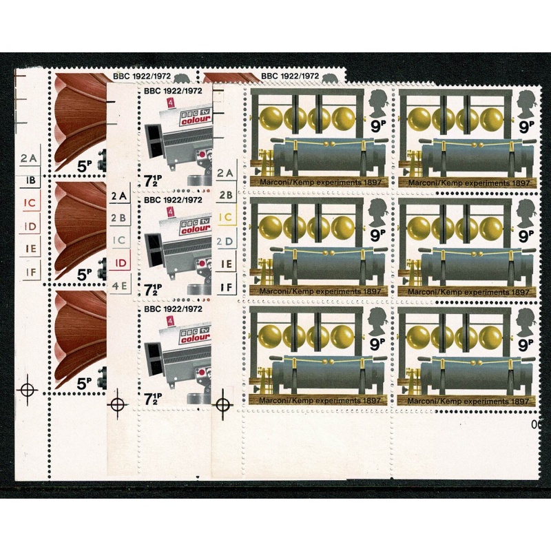 1972 BBC. Set of 3 values in cylinder blocks MISSING PHOSPHOR.