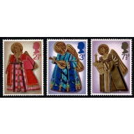 1972 Christmas. MISSING PHOSPHOR. Set of 3 values SG 913-915y