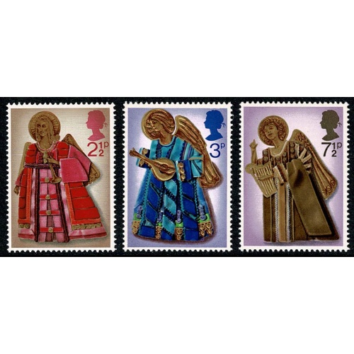 1972 Christmas. MISSING PHOSPHOR. Set of 3 values SG 913-915y