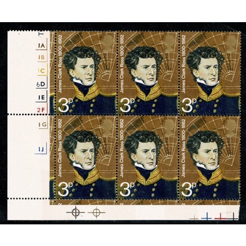 1972 Polar Explorers 3p Cyl. 1A 1B 1C 6D 1E 2F 1G  1J p24 no dot block. SG 897