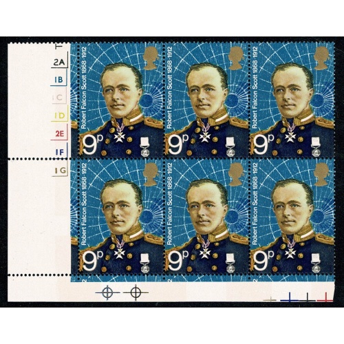 1972 Polar Explorers 9p Unmounted mint Cyl. 2A 1B 1C 1D 2E 1F 1G  p24 no dot block. As illustrated. SG 900