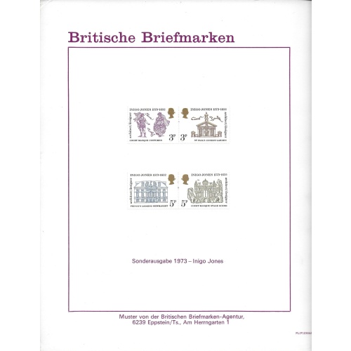 1973 Inigo Jones. Set on GPO German Publicity Card.
