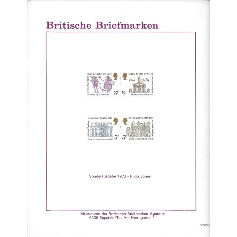 1973 Inigo Jones. Set on GPO German Publicity Card.