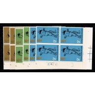 1973 Cricket. Three values in complete set of 6 cylinder blocks of four