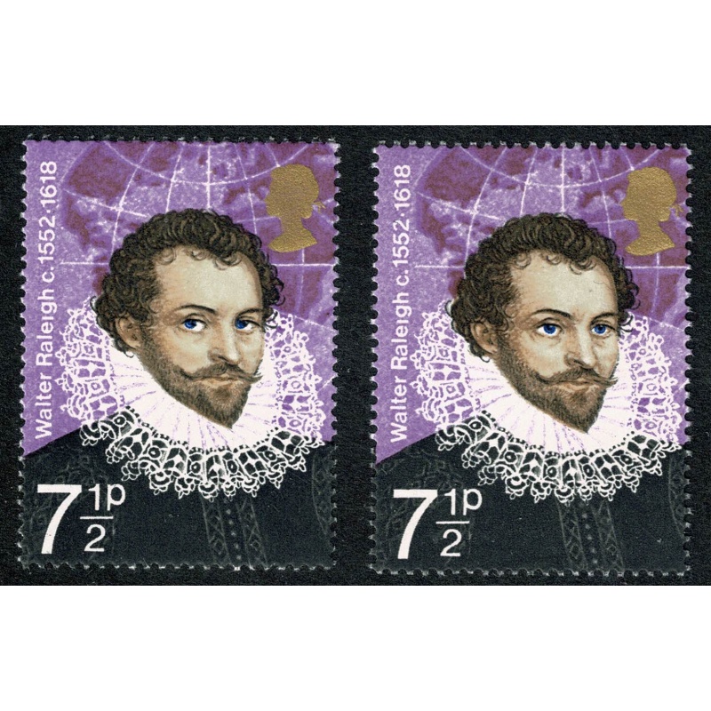 1973 British Explorers 7½p. SHIFT OF ULTRAMARINE LEFT (eyes). SG 926 var.