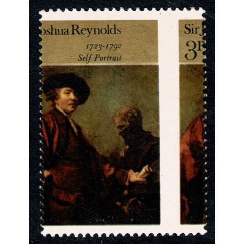 1973 Paintings 3p. Error SHIFT OF VERTICAL PERFORATIONS. SG 931 var.