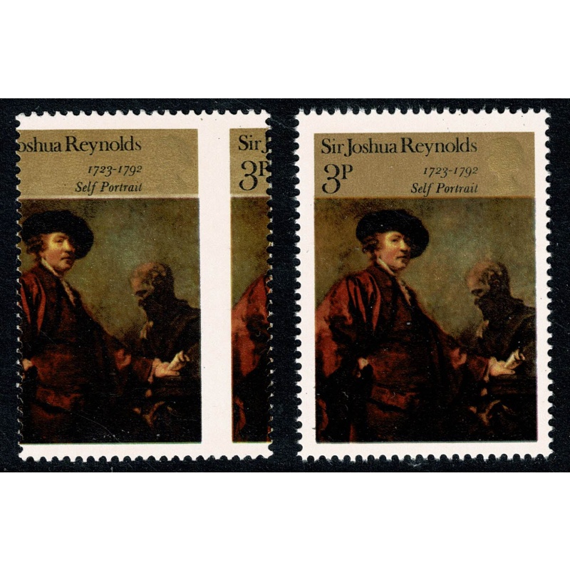 1973 Paintings 3p. Error SHIFT OF VERTICAL PERFORATIONS. SG 931 var.