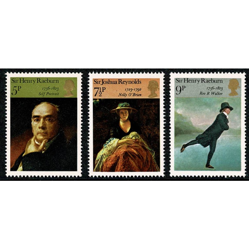 1973 Paintings 5p, 7½p & 9p values, all missing "All Over Phosphor".