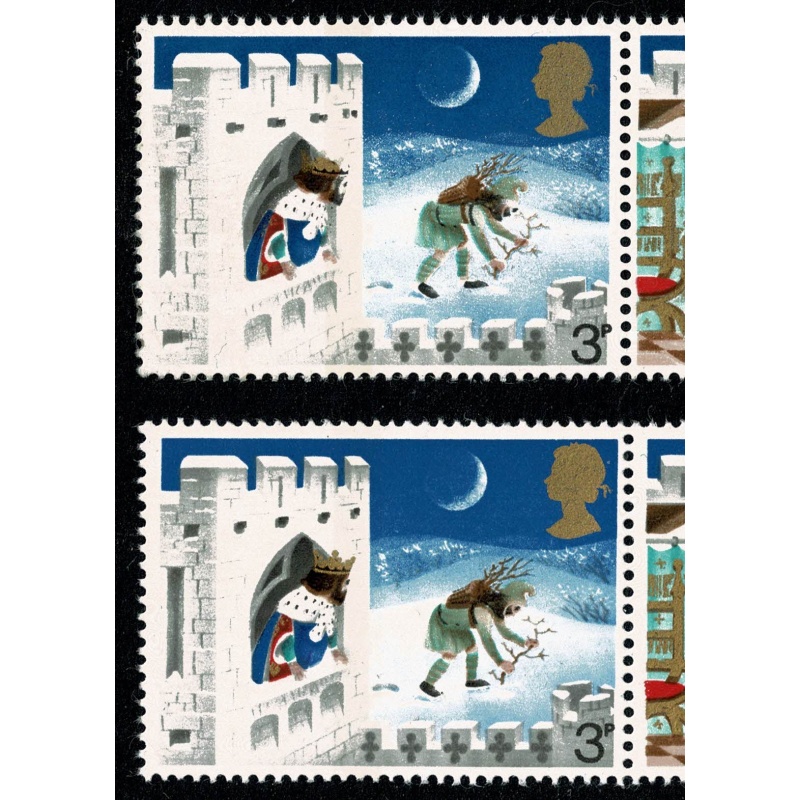 1973 Christmas 3p (PVAD). SHIFT OF BLACK. SG 943a var