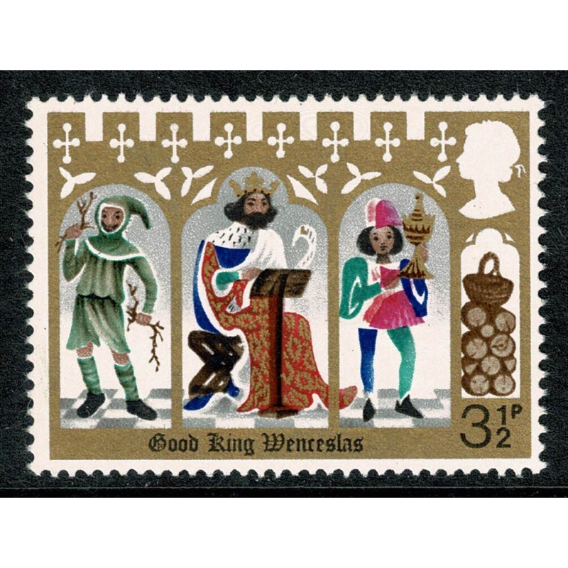 1973 Christmas 3½p (PVA). SHIFT OF ROSY MAUVE. SG 948 var