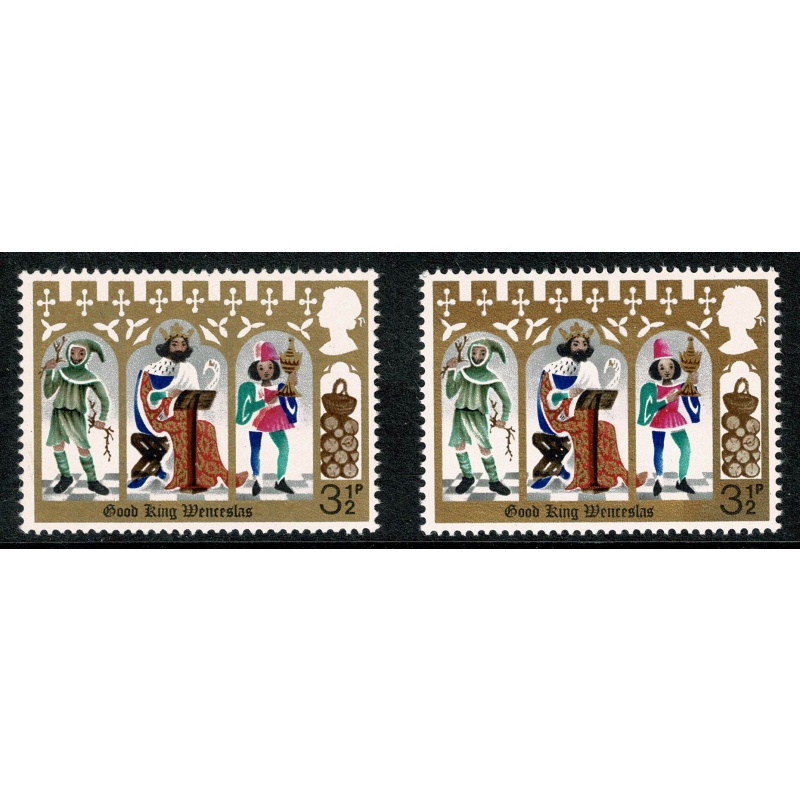 1973 Christmas 3½p (PVA). SHIFT OF ROSY MAUVE. SG 948 var