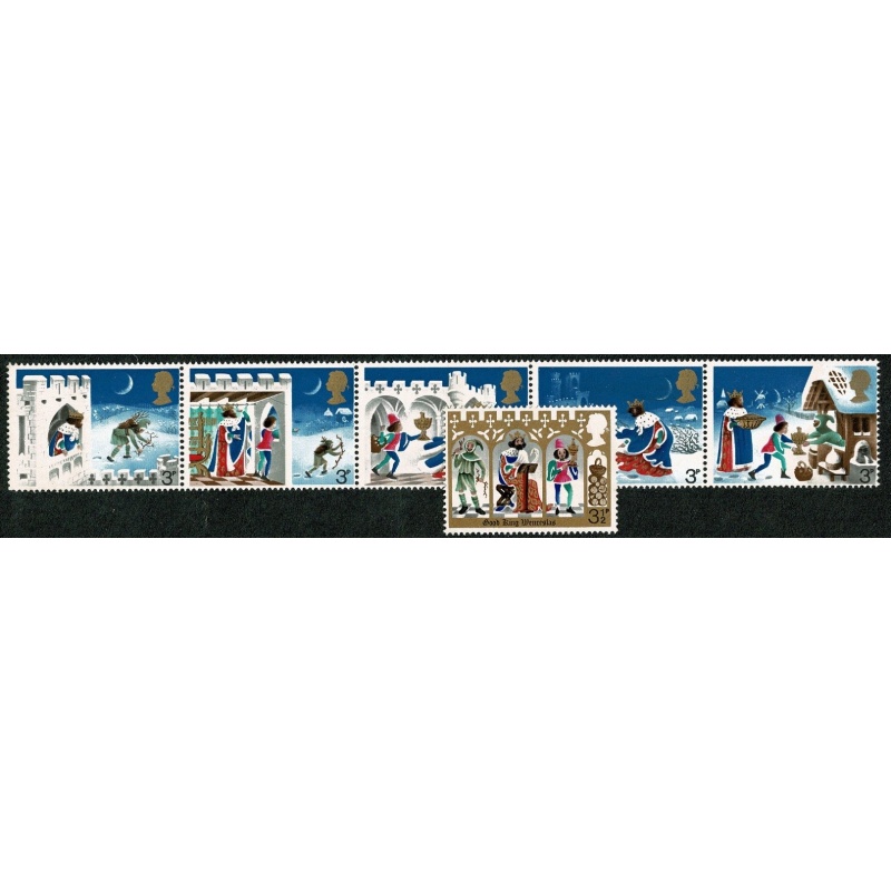 1973 Christmas. UM Set of 6 values PVAD gum. SG 943-948