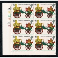 1974 Fire Service 5½p. Cyl. 3A 1B 1C 1D 1E 2F p57 dot block of six.  SG 951