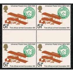 1974 Universal Postal Union 5½p. Listed variety "bomb-burst on wheels". SG 955 var. SG Spec. 282a