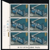 1975 Parliament 12p. Cylinder 1A1B1C1D no dot block of six.