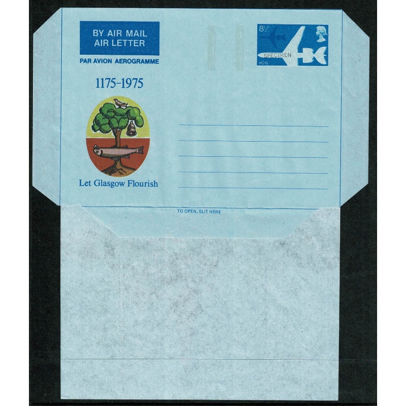 1975 Scotland "City of Glasgow" Airletter. SPECIMEN overprint