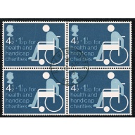 1975 Charity 4½p+1½p . Fine used block of four. SG 970
