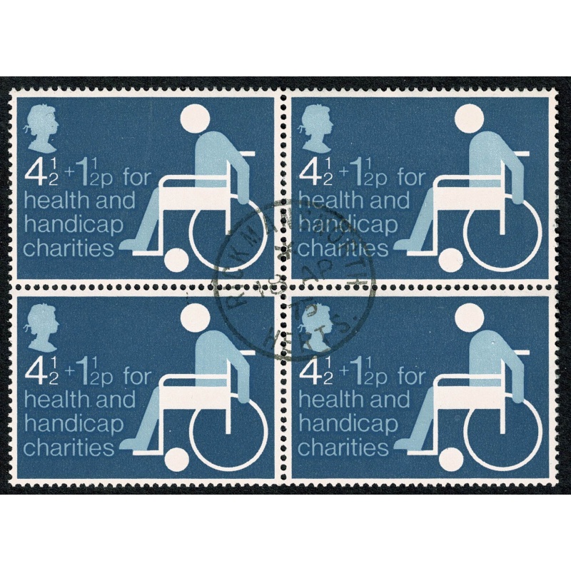 1975 Charity 4½p+1½p . Fine used block of four. SG 970