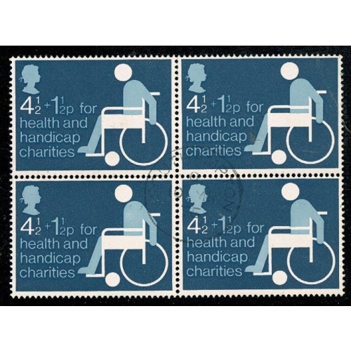 1975 Charity 4½p+1½p . Fine used block of four. SG 970
