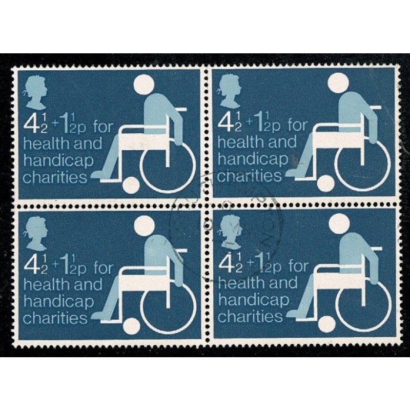 1975 Charity 4½p+1½p . Fine used block of four. SG 970