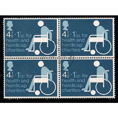 1975 Charity 4½p+1½p . Fine used block of four. SG 970