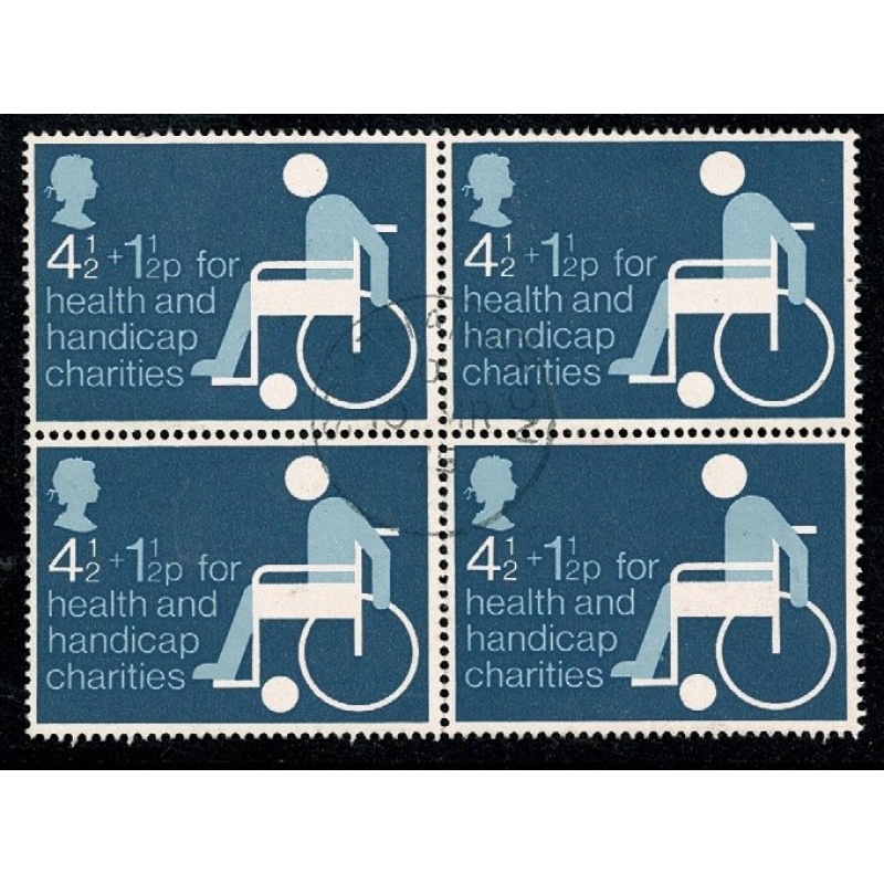 1975 Charity 4½p+1½p . Fine used block of four. SG 970