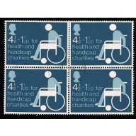 1975 Charity 4½p+1½p . Fine used block of four. SG 970