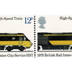 1975 Railways 12p. Listed variety "obstruction on line". SG Spec. W317a