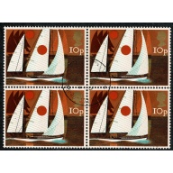 1975 Sailing 10p Fine Used block of 4. SG 982