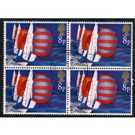 1975 Sailing 8p Fine Used block of 4. SG 981