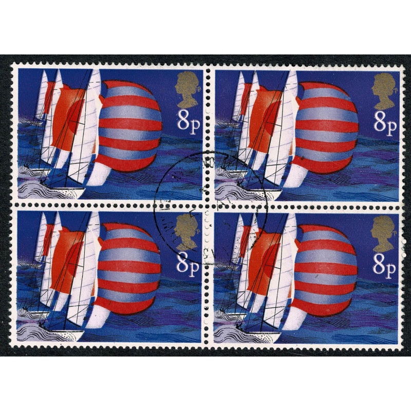 1975 Sailing 8p Fine Used block of 4. SG 981