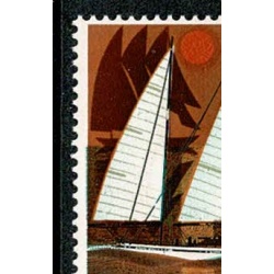 1975 Sailing 10p (dark shade) "broken ribs lower right of aft sail" SG Spec. W312d