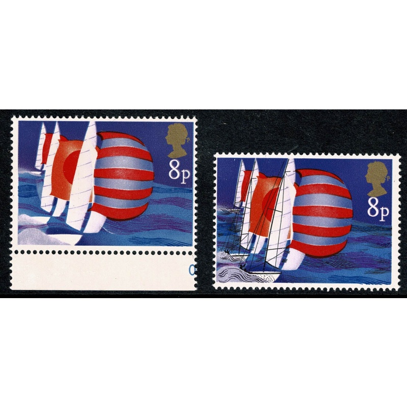 1975 Sailing 8p. MISSING BLACK. SG 981a