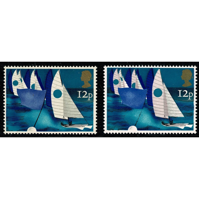 1975 Sailing 12p "White Sails" Dry print of rose pink. SG 983 var