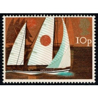 1975 Sailing. 10p paler orange 2nd printing. SG Spec. W312e