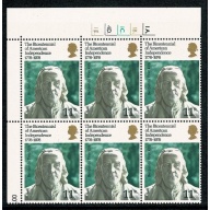 1976 Bicentenary 11p. Cyl. 1A 1B 1C 4D 1E p62 dot block of six. SG 1005