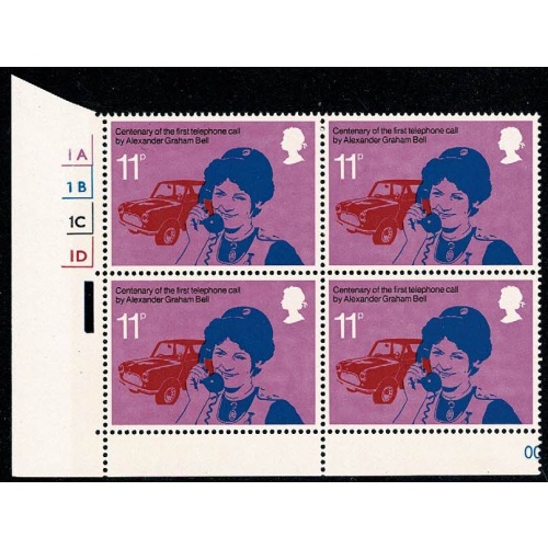 1976 Telephone 11p. Cyl. 1A1B1C1D p62 no dot block of four.