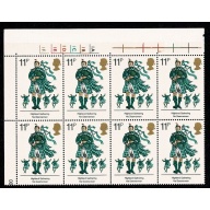 1976 Cultural Traditions 11p. Cyl. 1A 1B 1C 1D 1E 1F  dot block of eight. SG 1012