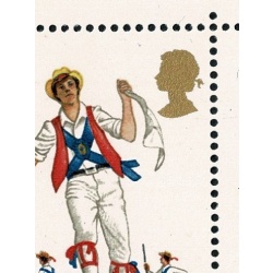 1976 Cultural Traditions 10p. Positional block with two listed varieties. SG 1011b & c.