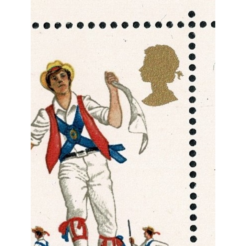 1976 Cultural Traditions 10p. Positional block with two listed varieties. SG 1011b & c.