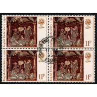 1976 Christmas 11p SG 1020. Fine used block of 4.