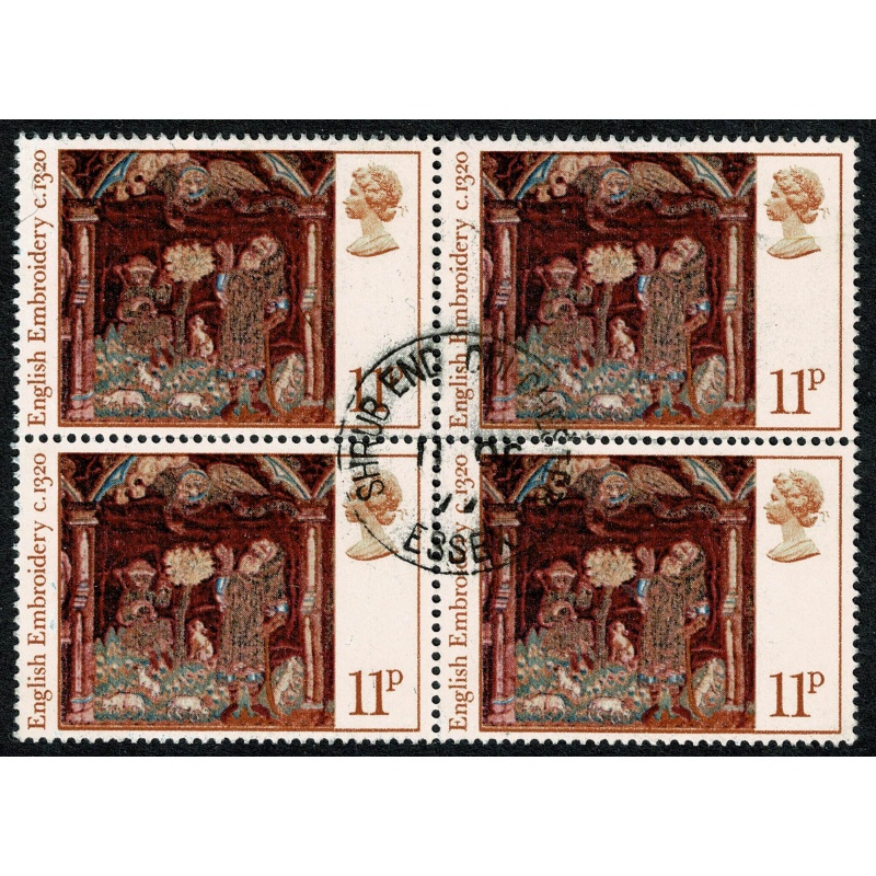 1976 Christmas 11p SG 1020. Fine used block of 4.