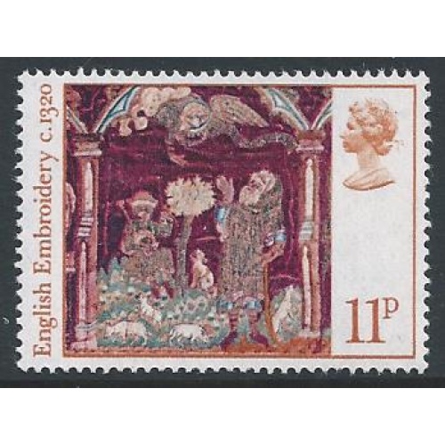 1976 Christmas 11p. UNCOATED PAPER. SG 1020a