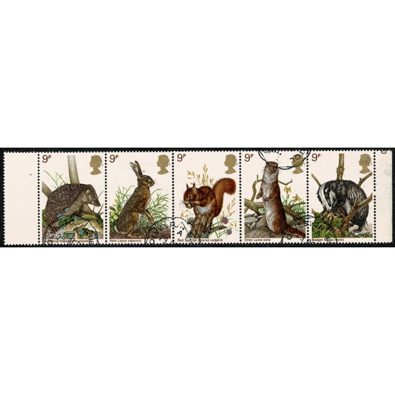 1977 Wildlife 9p se-tenant strip of 5 Fine Used. SG 1039a