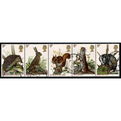1977 Wildlife 9p se-tenant strip of 5 Fine Used. SG 1039a